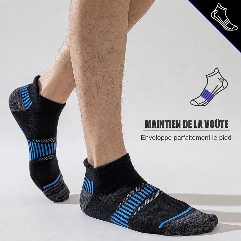 Chaussettes de Sport Homme, 6 Paires, Courtes et Rembourrées — photo 3 sur 8
