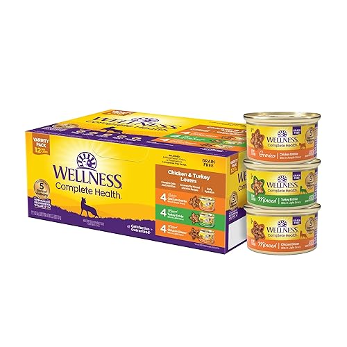 Wellness Complete Health Gravy and Minced Adult Wet Cat Food, Natural, Protein-Rich, Grain-Free, 3 Ounce, 12 Pack, (Chicken & Turkey Lovers Variety Pack)