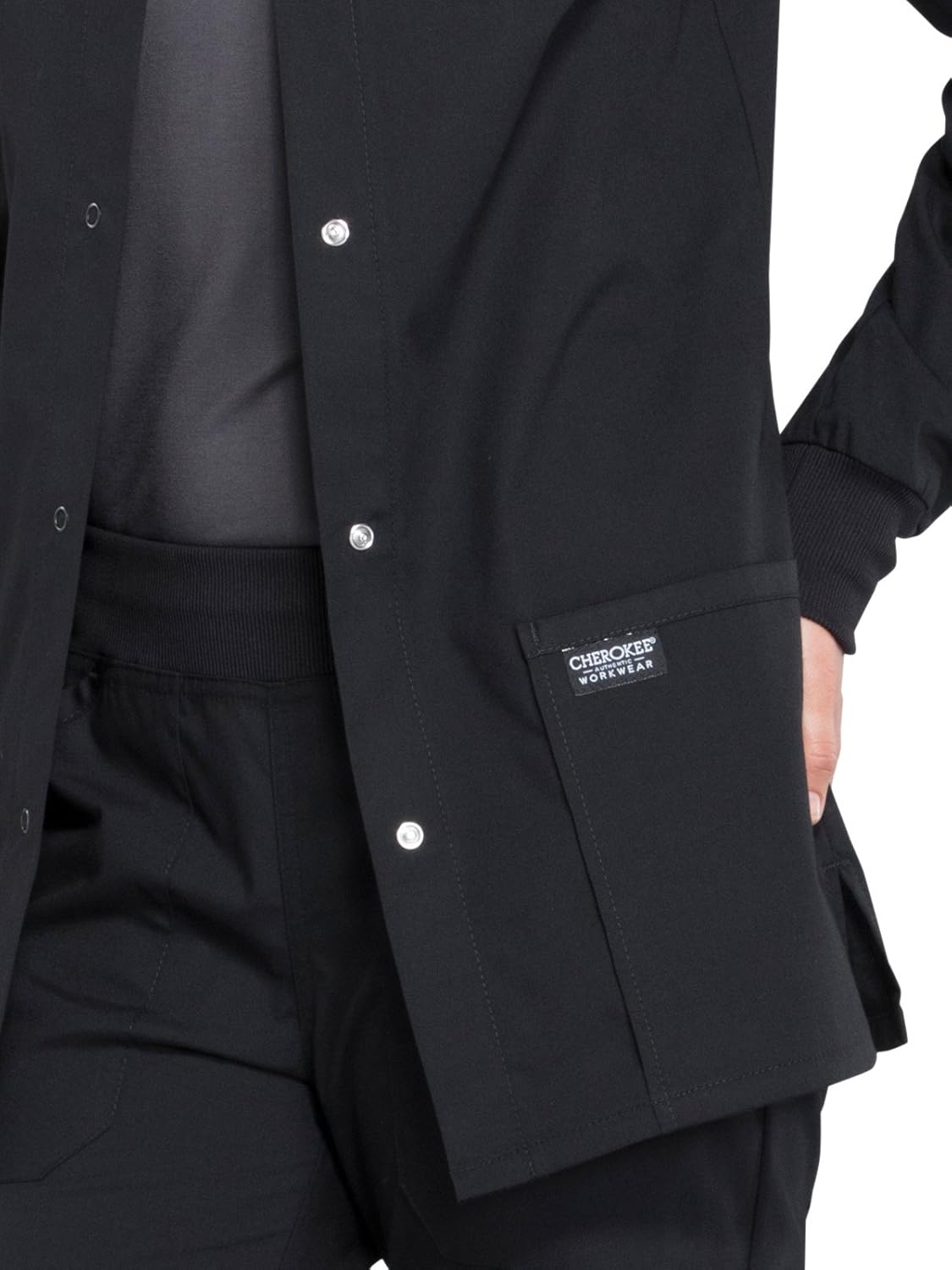 Cherokee Workwear Professionals Snap Front Warm-up Scrub Jacket: Clothing