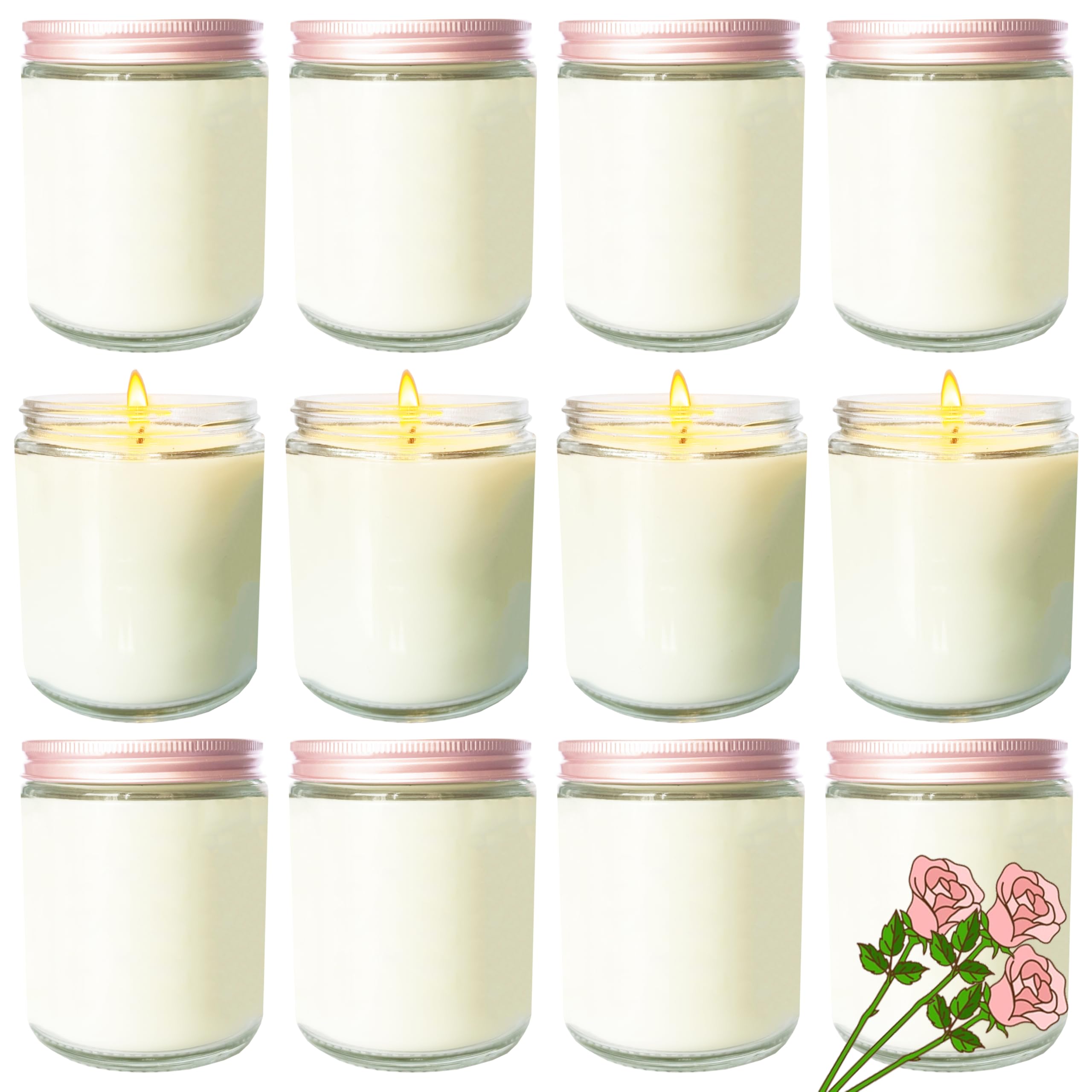 Photo 1 of Veiuwa 12 Pcs 8 Oz Bulk White Soy Candles,Rose Scented Candles Set,Bulk Aromatherapy Candle,Great Stress Relieving Scented Candle for Girls as a Gift for Birthdays, Weddings and More!