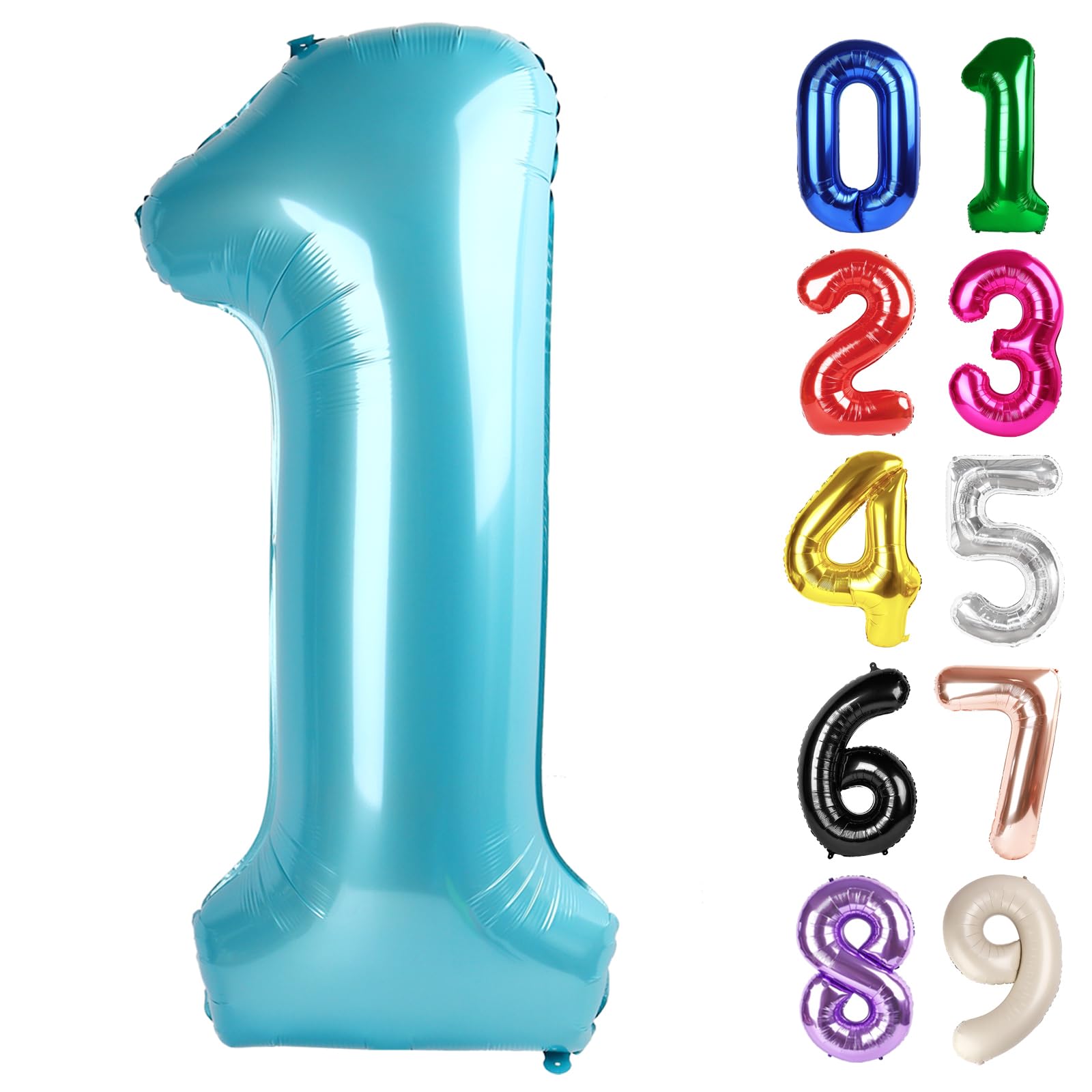 Photo 1 of 1 Balloon - Pearlescent Blue Birthday Number Balloons, 40 Inch Large Foil Balloons for Men Women Boys Girls Pearlescent Blue Themed Birthday Decorations