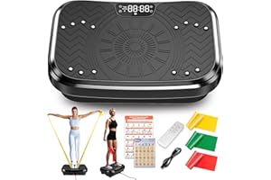 PALECLOUDS Vibration Plate Exercise Machine, Vibration Plate for Lymphatic Drainage with Training Poster, Training Plan & 3 Resistance Bands, Adjustable Speeds Vibrate Stand Shake Board for Weights Loss(400 Lbs)
