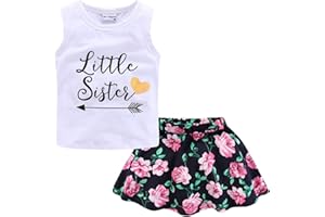 Mud Kingdom Girls Summer Outfit 2 Piece Skirt Set Shorts Set 9 Months-9 Years