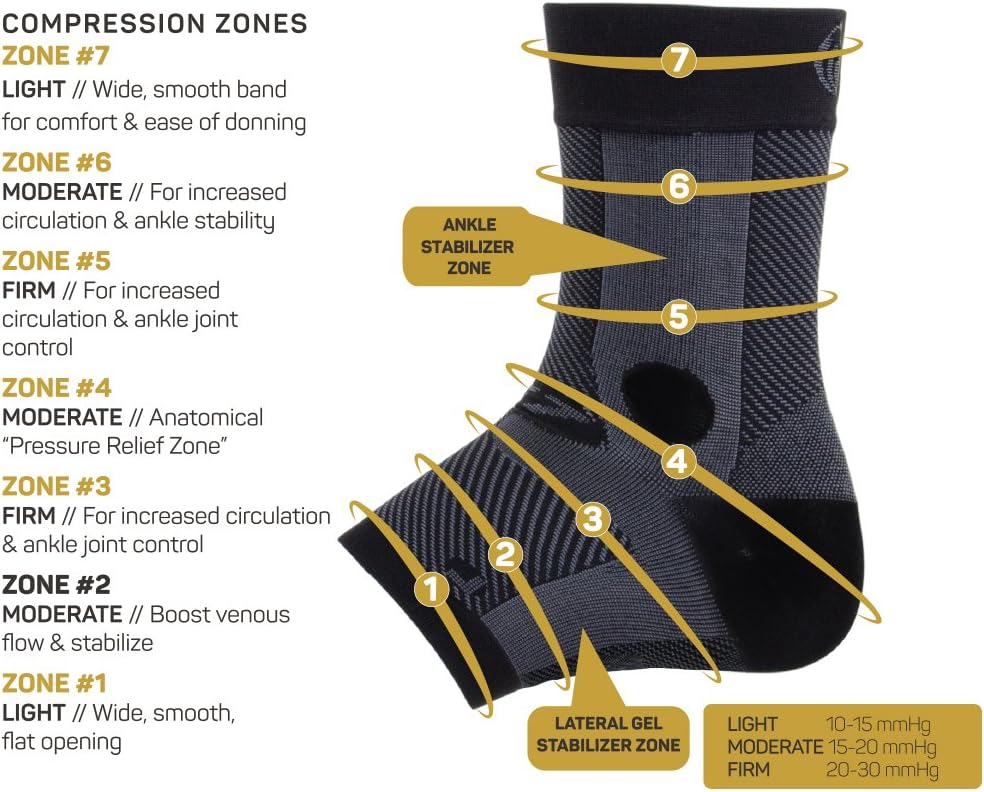 OS1st AF7 Ankle Bracing Sleeve (Single Sleeve) stabilizes weak Ankles, assists with Ankle Instability and Inversion sprains, and relieves Achilles tendonitis : Sports & Outdoors