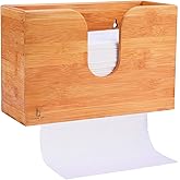 Cozee Bay Bamboo Paper Towel Dispenser, Paper Towel Holder for Kitchen Bathroom Toilet of Home and Commercial, Wall Mount or Countertop for Multifold, C Fold, Z fold, Trifold Hand Towels