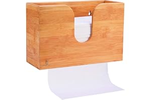 Cozee Bay Bamboo Paper Towel Dispenser, Paper Towel Holder for Kitchen Bathroom Toilet of Home and Commercial, Wall Mount or Countertop for Multifold, C Fold, Z fold, Trifold Hand Towels