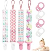 4 Pcs Pacifier Holder Clips, Baby Dummy Strap Clip with 4 Silicone Adapter | Pacifier Clip Dummy Holder Straps, Soother Chains Clips Fit All, Soothers, Teething Toys, Baby Essentials