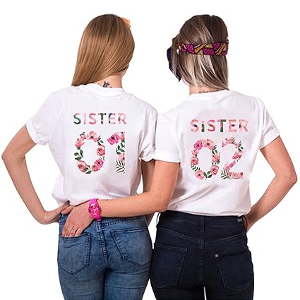 Best Friends T-Shirts für 2 Mädchen Sister Aufdruck – Sommer Oberteile Set für Zwei Damen Freunde T Shirts BFF Geschenke