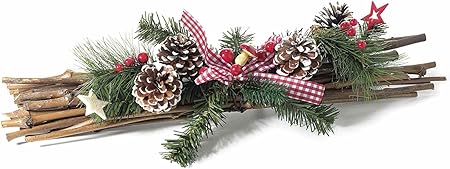 Centrotavola Natalizi Con Pigne.Gruppo Maruccia Centrotavola Natalizio Con Pigne E Bacche Amazon It Casa E Cucina