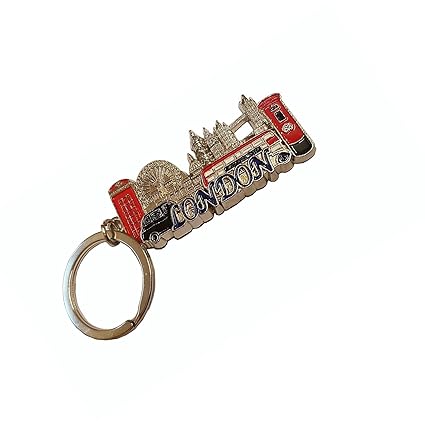 Llavero Londres Color Plateado - Palabra Azul/Íconos/Caja de ...