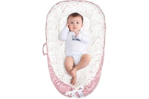 FUNUPUP Baby Lounger Cover for Newborn Adjustable Portable Baby Nest Lounger Cover Soft Breathable Infant Lounger Cover for Newborn 0-24 Months (Pink Elephant)