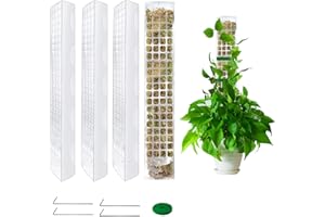 LEHORRA 4 Pcs 24 Inch Plastic Moss Pole for Plants Monstera, Stackable Plant Support, Self-Watering Moss Sticks for Indoor Climbing Plants Work with Sphagnum Moss or Other Soil, Helping Plants Grow Upwards