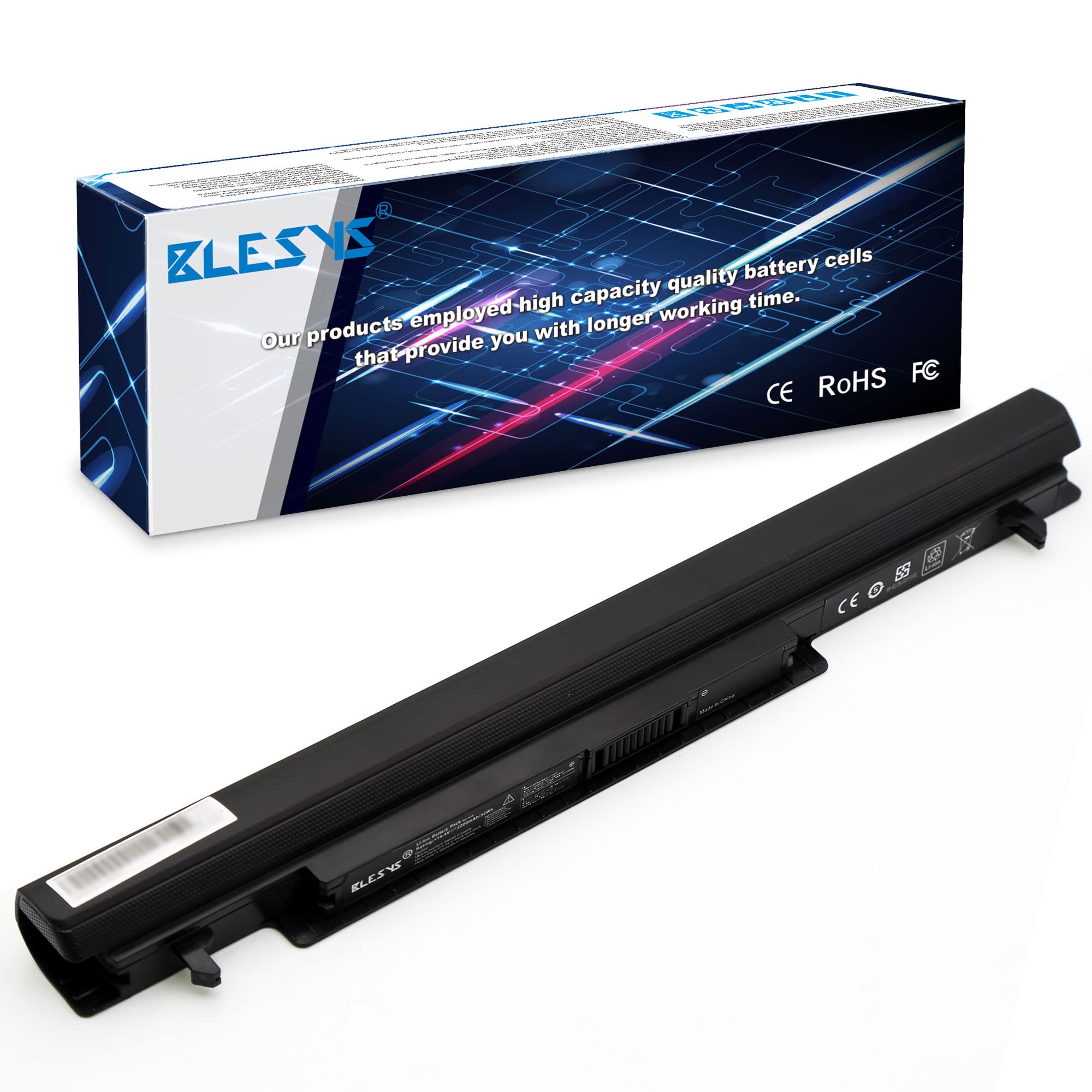 BLESYS A31-K56 A32-K56 A41-K56 A42-K56 Laptop Battery for ASUS A46 A56 K46 K56 R405 R505 R550 S40 S405 S46 S505 S550 S56 U48 U58 V550 Ultrabook 14.4V/2200mAh (Compatible with 15V 2950mAh)