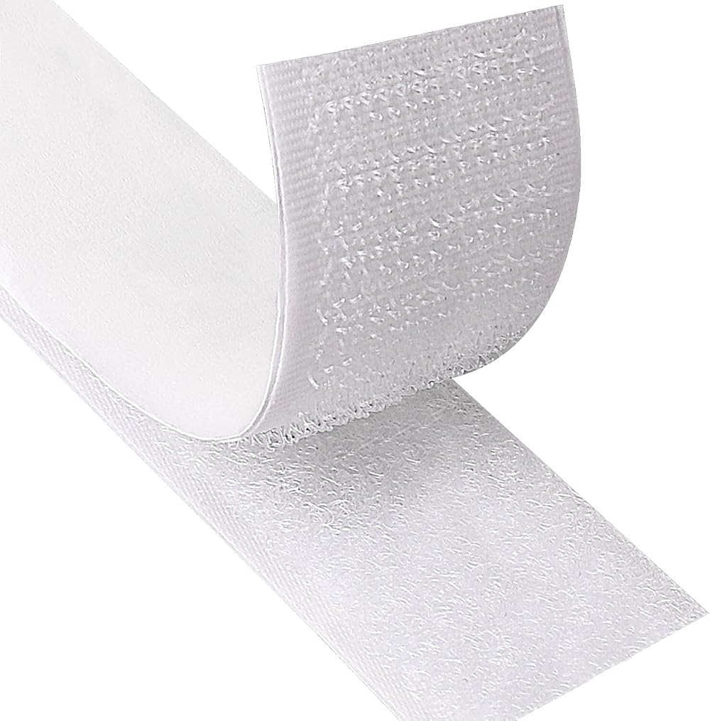 Blooven 3 m Hook and Loop Tape 30 mm Self Adhesive White Fastening Strip