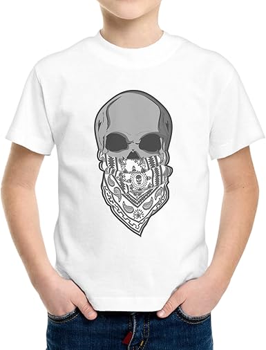 T Shirt Enfant Garcon Tete De Mort Skull Bandito Bandana Western Amazon Fr Vetements Et Accessoires