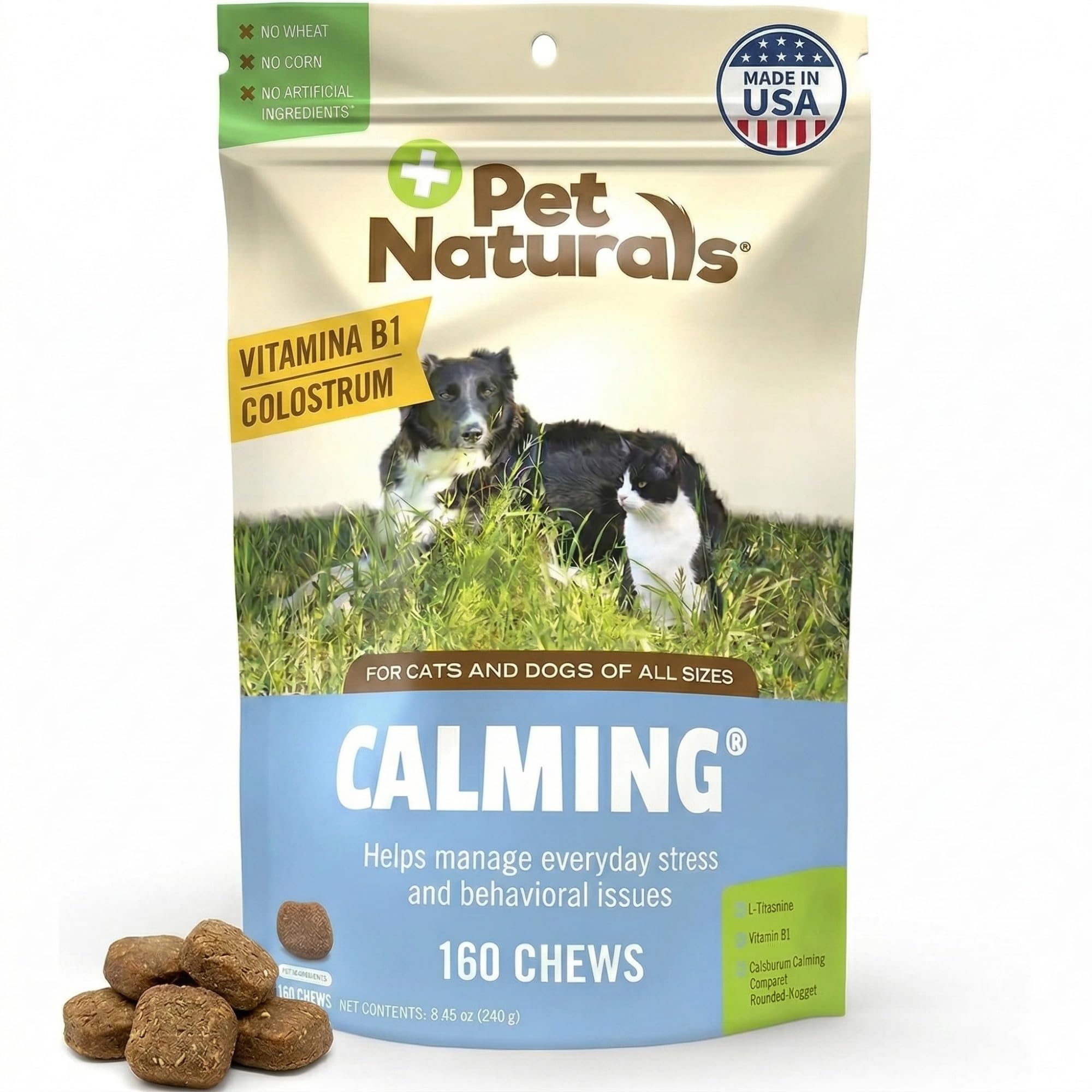 Pet Naturals Calming Chews for Dogs with Naturally Sourced Ingredients for Thunder, Quiet Moments at Home, Barking Calming Treats, Chicken Flavor, 160 Chews
