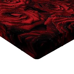 Ambesonne Romance Fitted Sheet, Roses Drops of