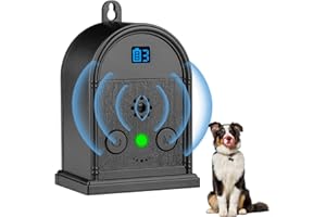 EUOTEO Anti Barking Device, 4 Adjustable Modes Ultrasonic Dog Barking Control Device, 50FT Bark Control Device Dog Barking Silencer, Waterproof Ultrasonic Dog Bark Deterrent, Safe for Both Dogs & Human