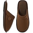 WALKFUN Comfortable House Slippers for Men Full Toe Comfortable Indoor Slip on Warm Slides Sandals with Memory Foam for Bedroom,Indoor Home