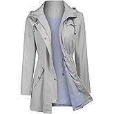 Zcfire Women Rain Jacket Waterproof Long Hooded Windbreaker Lined Lightweight Outdoor Hiking Raincoat Trench Coats S-XXL