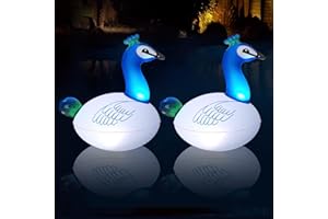 Goallim Solar Floating Pool Lights, Colorful Peacock Solar Pool Lights That Float, Inflatable Peacock Floating Pool Light, IP68 Waterproof Floating Light for Pool Party Wedding Decor-2PCS