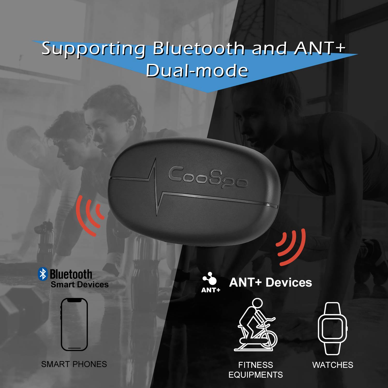 COOSPO H6 Heart Rate Monitor Chest Strap Bluetooth 4.0 ANT+ IP67 Chest Heart Rate Sensor for Peloton Zwift Polar DDP… - Image 5