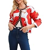 Floral Cardigan Sweater Women's Long Sleeve Leopard Open Front Knit Jacket Button Down Fall Casual Outwear