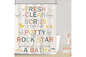LGhtyro Kids Funny Bathroom Rules Shower Curtain Bathroom Set 71Wx71H Inches Colorful Quotes Cartoon Cute Positive Inspirational Words Bath Accessories Boys Girls Art Home Decor Fabric 12 Pack Hooks