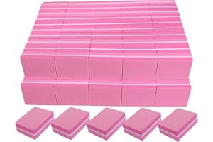 AHATOPIA Nail Buffers (100 Pack), Mini Buffer Block Nail File for Acrylic and Natural Nails, 100/180 Grit Nail Buffer Block Bulk Buffing Blocks for Nail Buff Professional Manicure File Blocks Set Hot Pink