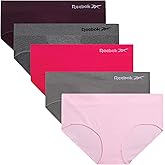 Reebok Hipster Panties for Women - 5 Pack Stretch Performance Seamless Underwear with Relaxed Tag-Free Waistband (S-XL)