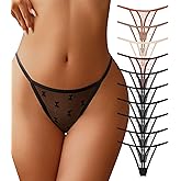 J-pone G-String Thongs for Women T-back Lace Hollow Out Low Waist Thongs Breathable Cheeky Sexy Underwear Panties 5Pack