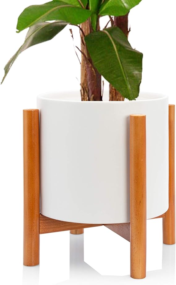 Kimisty Mid Century Modern Ceramic Planter with Stand