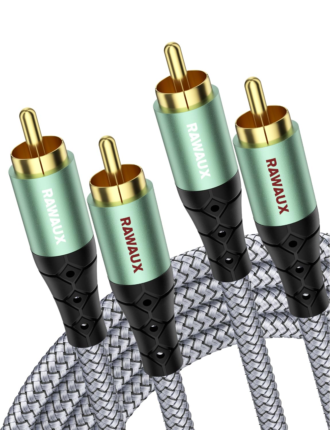 RAWAUX RCA Cables, 2 RCA Male to Male Stereo Audio Cable Red and White Digital Audio Lead for Speaker, Amplifier, Home Cinema, TV and HiFi System 2M