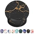 eulps Mouse Pad with Wrist Rest, Comfortable Computer Mousepad with Gel Wrist Support Smooth Surface and Non-Slip PU Base for Pain Relief, Laptop, Office & Home (Black Marble)