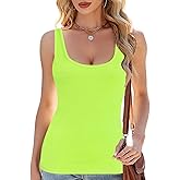 Afibi Women's Sleeveless Tank Top Form Fitted Scoop Neck Ribbed Knit Basic Cami Shirts