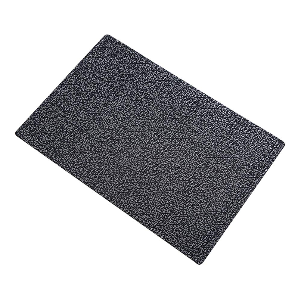 Hosoncovy PU Leather Placemats Set of 4,Heat Resistant Placemats Table Mats Rectangular Placemats and Coasters with 3D Relief Pattern (Black and Silver)