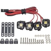 DKKY RC Car Lights LED Spotlights 1/10 Scale RC Crawler Accessories for Axial SCX10 90046 Traxxas TRX4 TRX6 Wraith RR10 MST Redcat Gen8 (4 Single Lights Without Controller)
