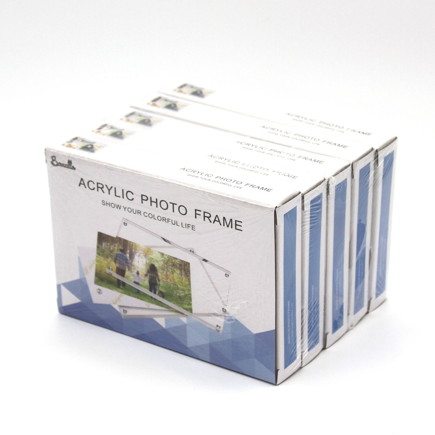 Boxalls Magnetic Photo Frame Clear Acrylic Picture Frames Double Sided, Stand In Desk, Table and Cabinet (6x8-Horizontal-5 Packs)