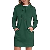 ANRABESS Womens Sweatshirt Dress Long Sleeve Hoodies Mini Dresses Fleece Casual Hoodie with Pockets 2025 Fall Fashion
