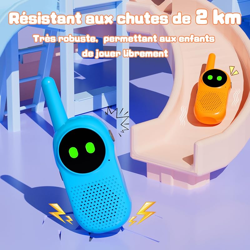 Talkie Walkie Enfants Rechargeable 2 pièces, NXGKET Cadeau Garcon Fille 3 4 5 6 7 8 9 10 Ans, Jouet Enfant 3-12 Ans,avec Batteries intégrées Câble USB-C,pour Camping Jeu d'Aventure Randoneé