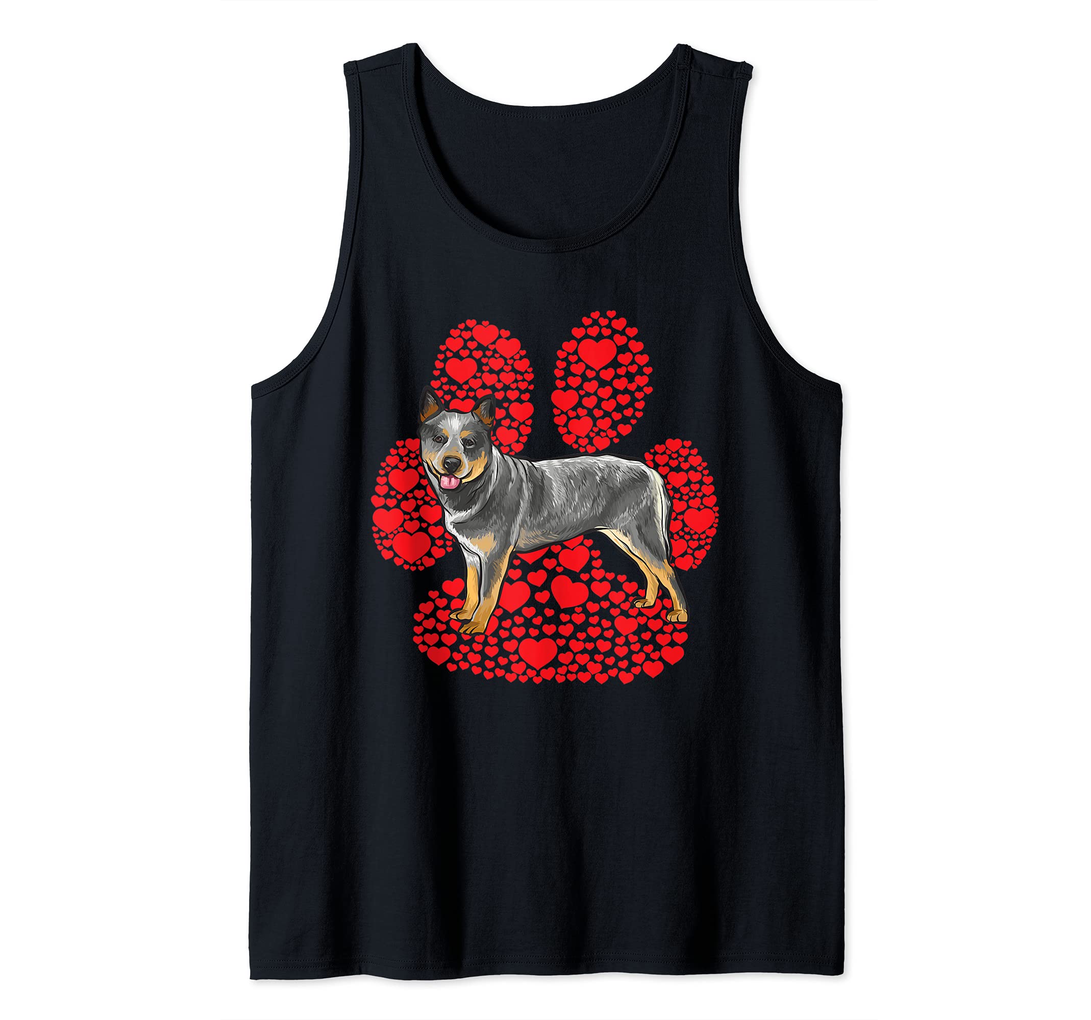 Australian Cattle Dog Valentines Day Dog Love Paw Tank Top