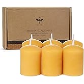 Beeswax Votive Candles-6 Pack Natural Small Votives Set for Home Room Decor Party Wedding Spa Gift