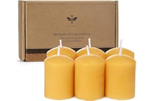 DEYBBY Beeswax Votive Candles-6 Pack Natural Small Votives Set for Home Room Decor Party Wedding Spa Gift