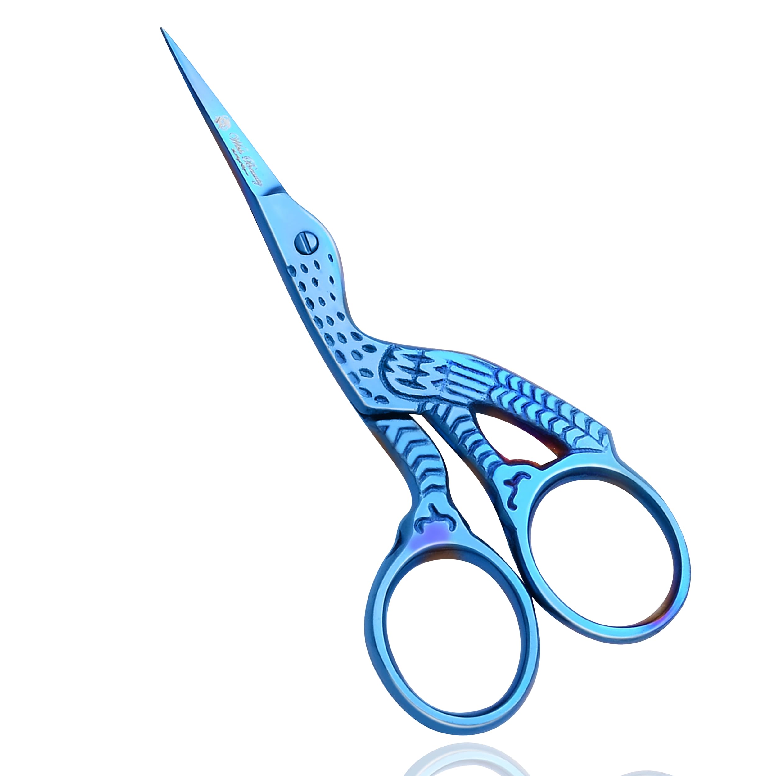 Wishbeauty 4.5" Embroidery Scissors - Sharp Point Blue Titanium Sewing Shears - Small Stainless Steel Crafting Scissors for Needlework, Cross Stitch & Thread Snapping