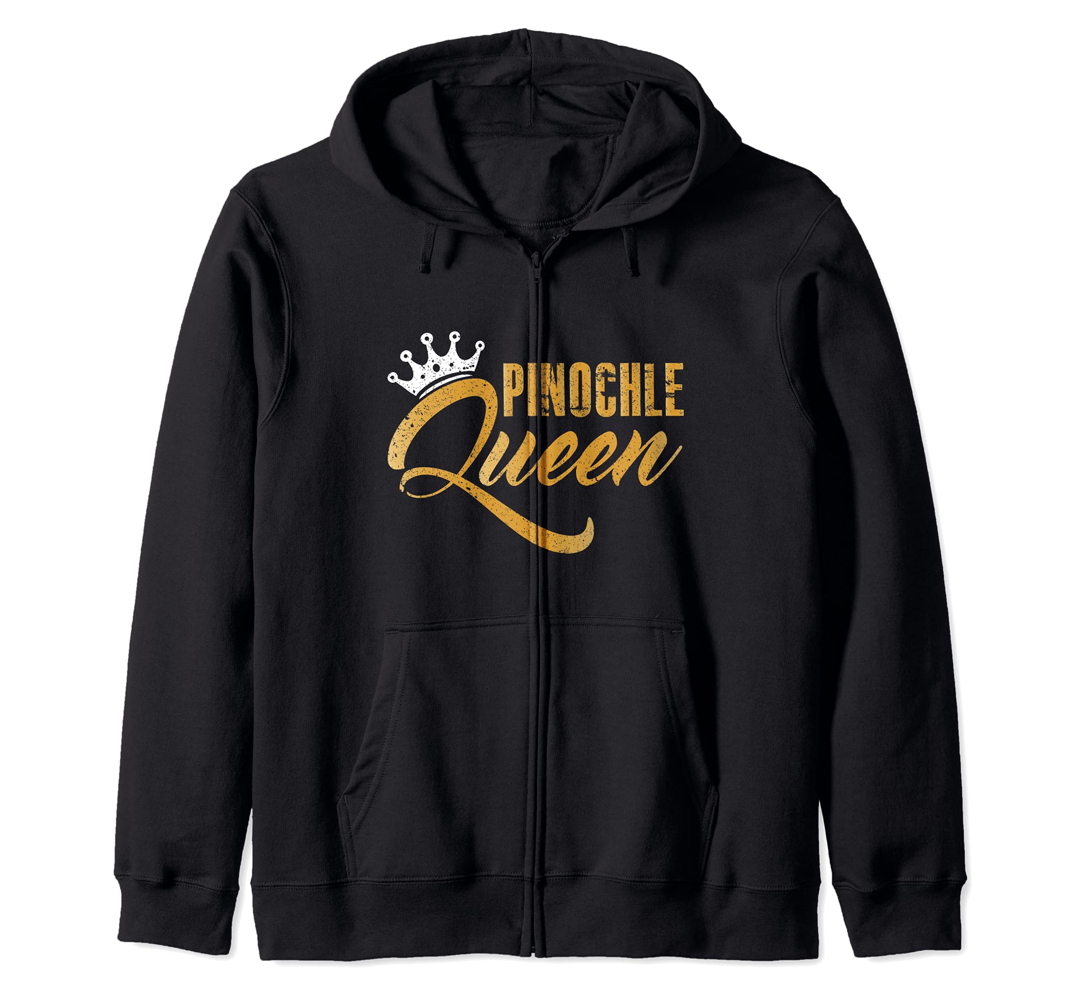 Pinochle Queen Card Game Gamer Player Trick-Taking Zip Hoodie