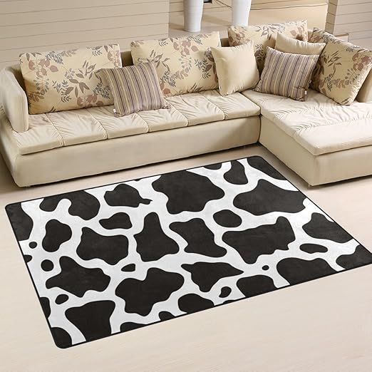 Amazon Com Welllee Area Rug Black White Cow Skin Print Floor Rug
