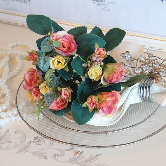 Artificial roses home decoration flowers fake flowers table flowers ( Color C