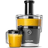 nutribullet&reg; Juicer, 800W Juicer, Large 3" Feed Chute for Whole Fruits and Vegetables, 27oz Juice Pitcher, .5L Pulp Container, Dual Speeds, BPA Free, Gray, NBJ50100