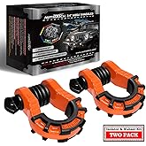 AUTMATCH D Ring Shackles 3/4" Mega Shackle (2 Pack) 68,000Ibs Break Strength - Heavy Duty Clevis Shackles with 7/8" Screw Pin and Isolator Washer for Tow Strap Winch Off Road Vehicle Recovery, Orange