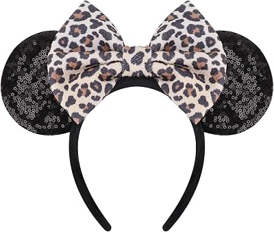 DRESHOW Glitter Mouse Ears Headband Sequin Bow Party Cosplay Costume Women